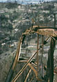 Burnt and twisted metal house frame. Grizzly Peak. Oakland Firestorm 1991.