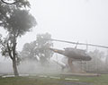 Helicopter in Fog. Kankakee, Illinois.