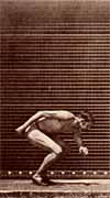 Eadweard Muybridge. Animal Locomotion, plate 158. Jumping, running twist high jump, 1887. ©California Historical Society